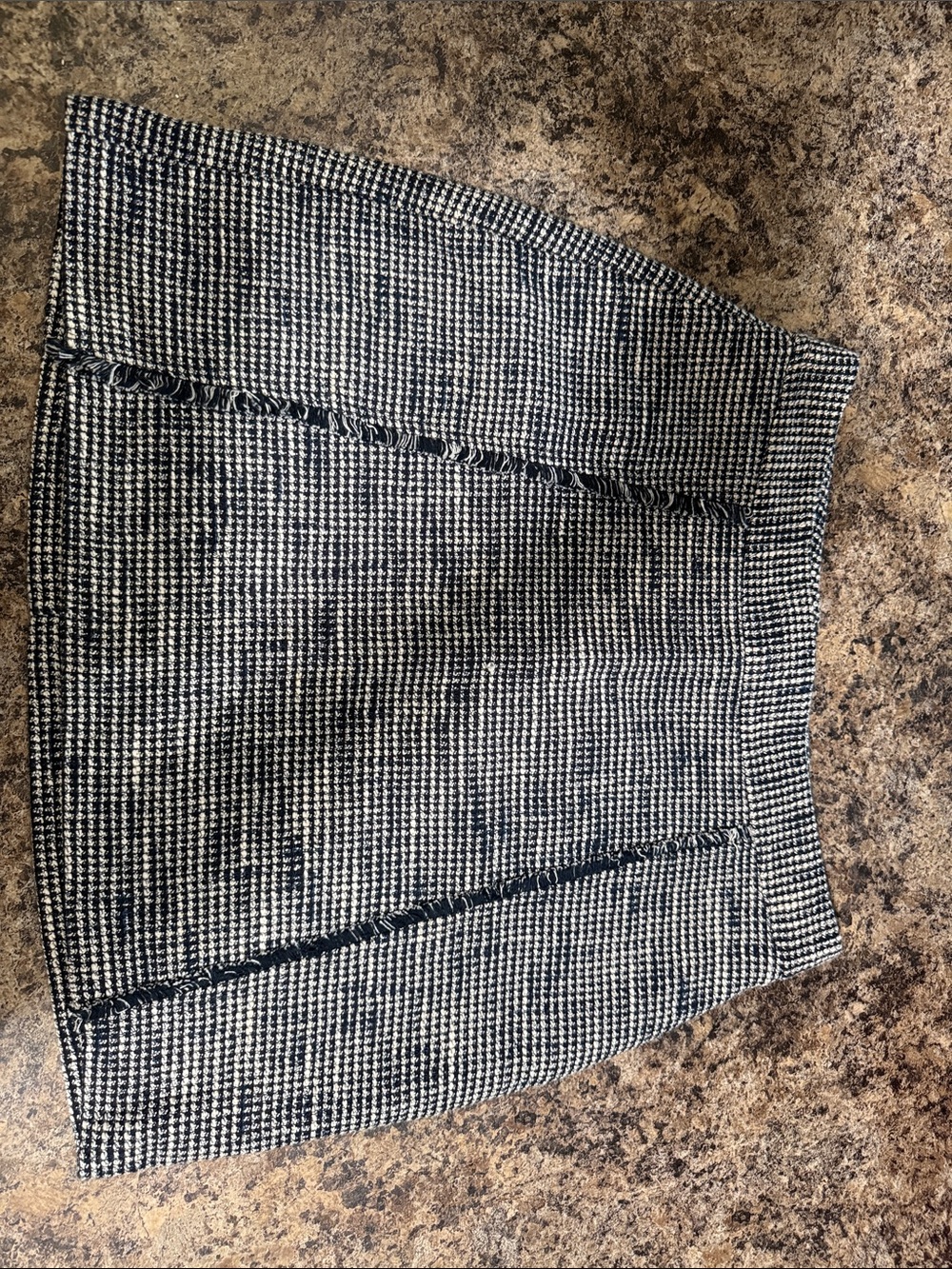 Zara Navy and White Houndstooth Mini Skirt